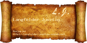 Langfelder Jusztin névjegykártya